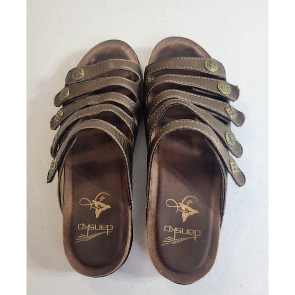Dansko Janie Brownish Bronze Leather Slip On Slide Sandals Women's Size 40 - Picture 4 of 11
